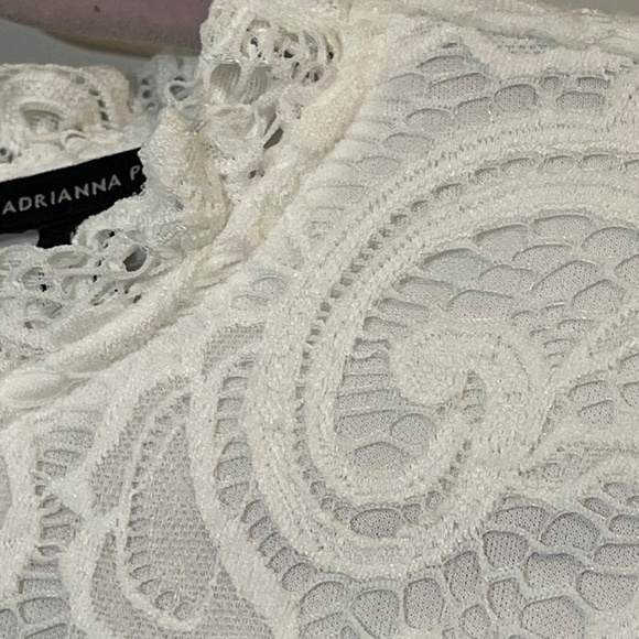 Adrianna Papell Top Women L White Pullover Lace Feminine Dainty Boho Western 80s - Picture 6 of 11